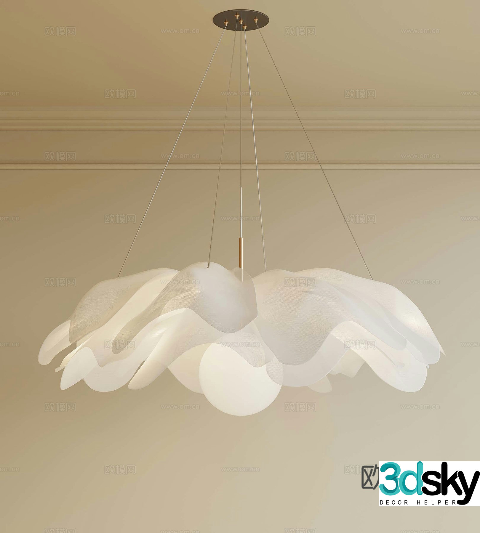 French Cream Style Chandelier Art Chandelier 3D Model