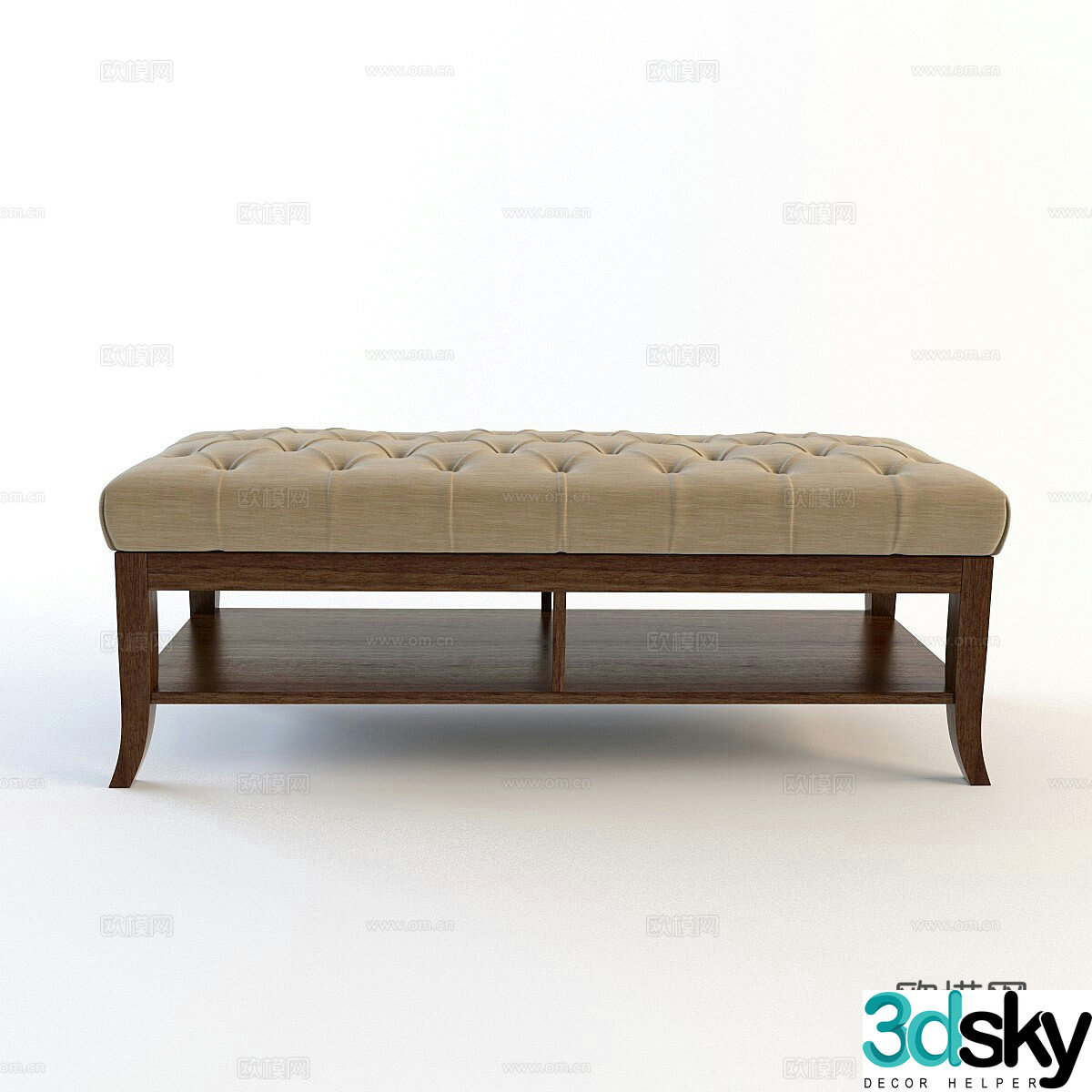 Simple European bed tail stool 3D model