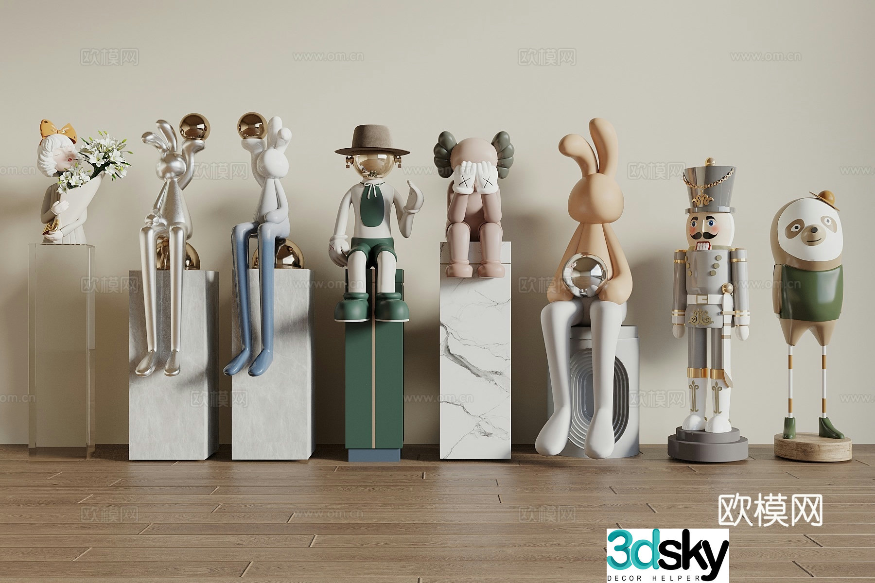 Sculpture ornaments kaws trendy toys art ornaments violent bear young master ornaments 3d model