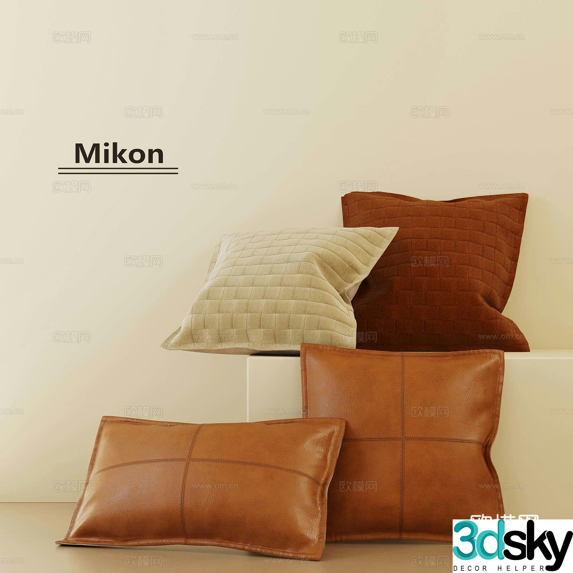 Modern pillow pillow leather pillow 3D model