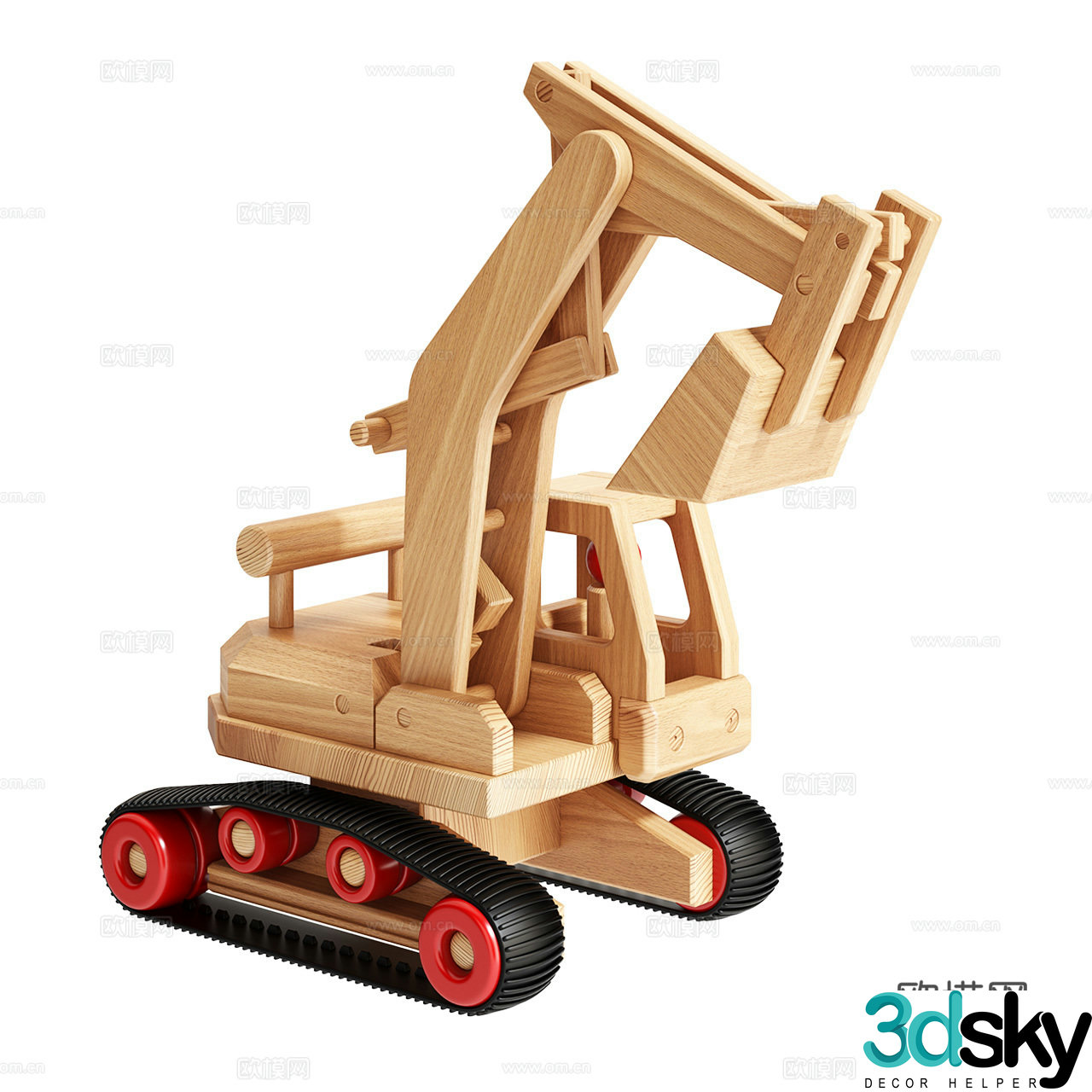 Fagus Nordic Toy Log Toy Excavator Toy Wooden Toy 3D Model