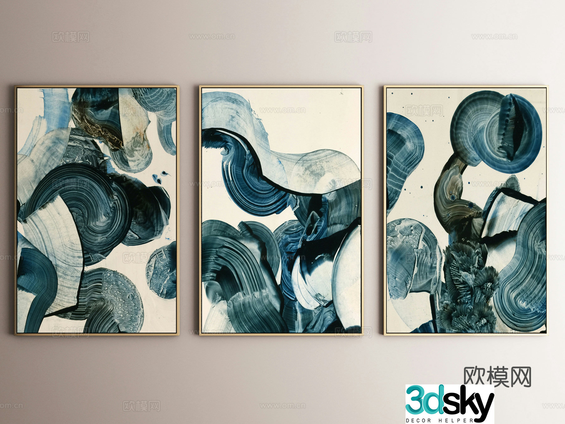 Modern decorative painting combination 3D model