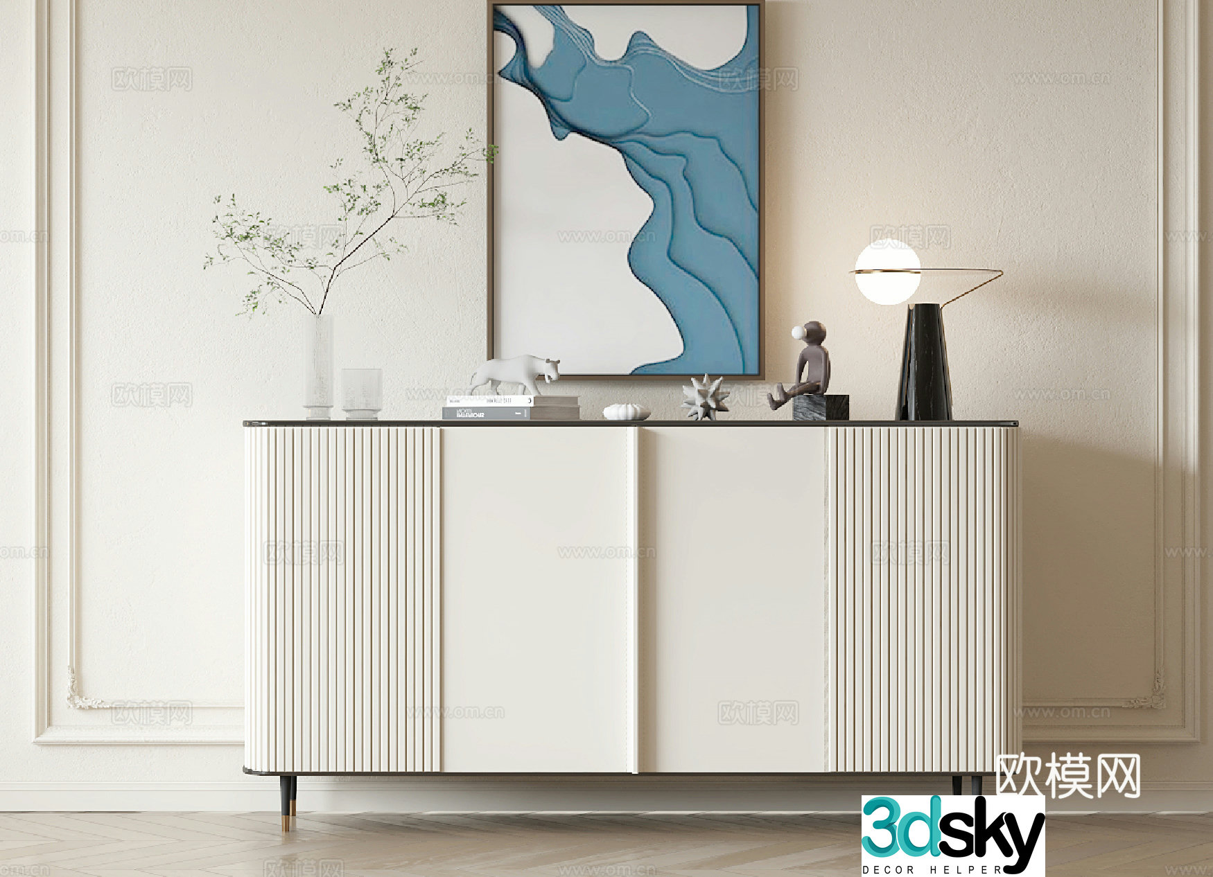 Modern side cabinet entrance cabinet 3D model