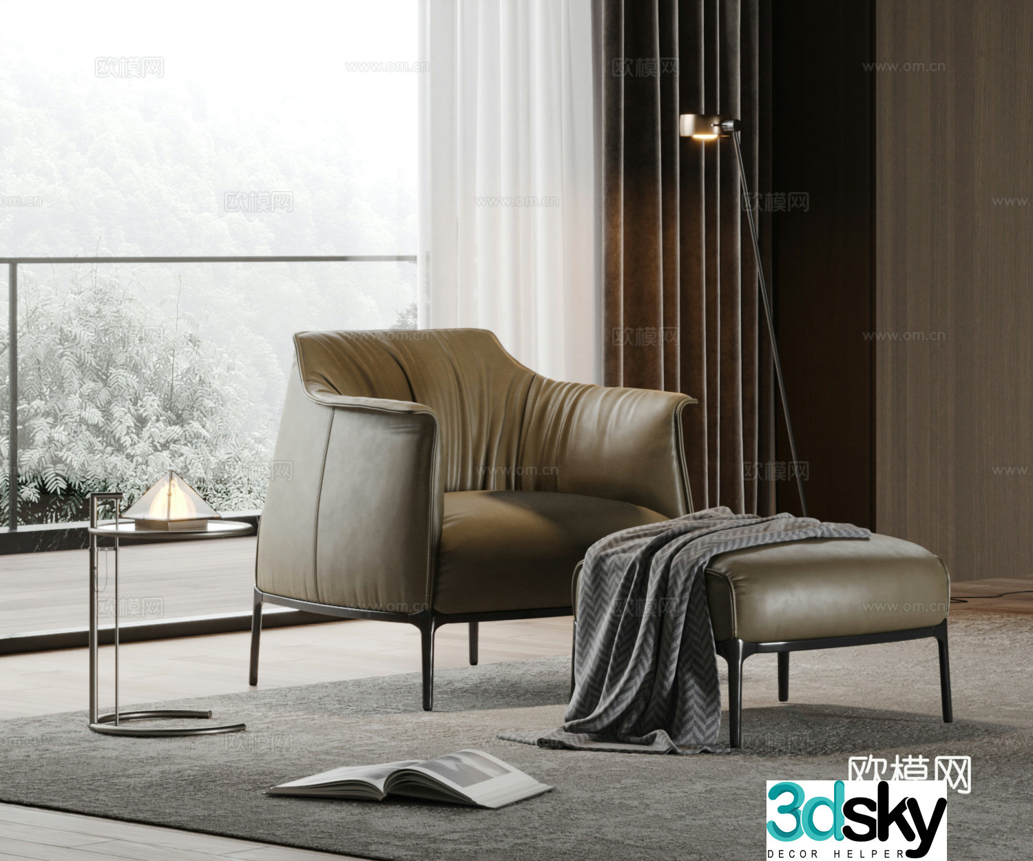 poltrona frau modern Italian casual chair sofa chair single person 3d model