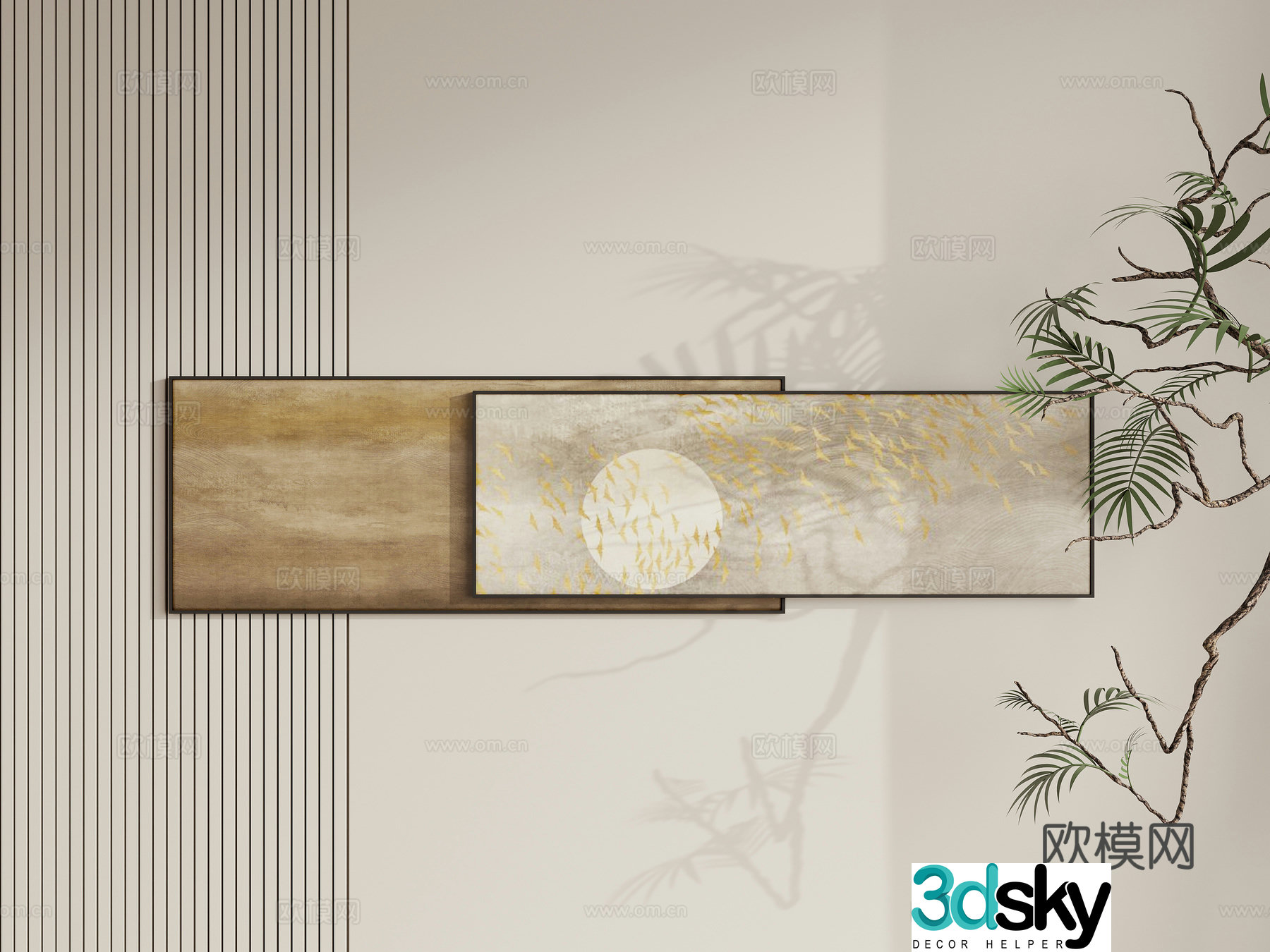 New Chinese style hanging painting 3D model
