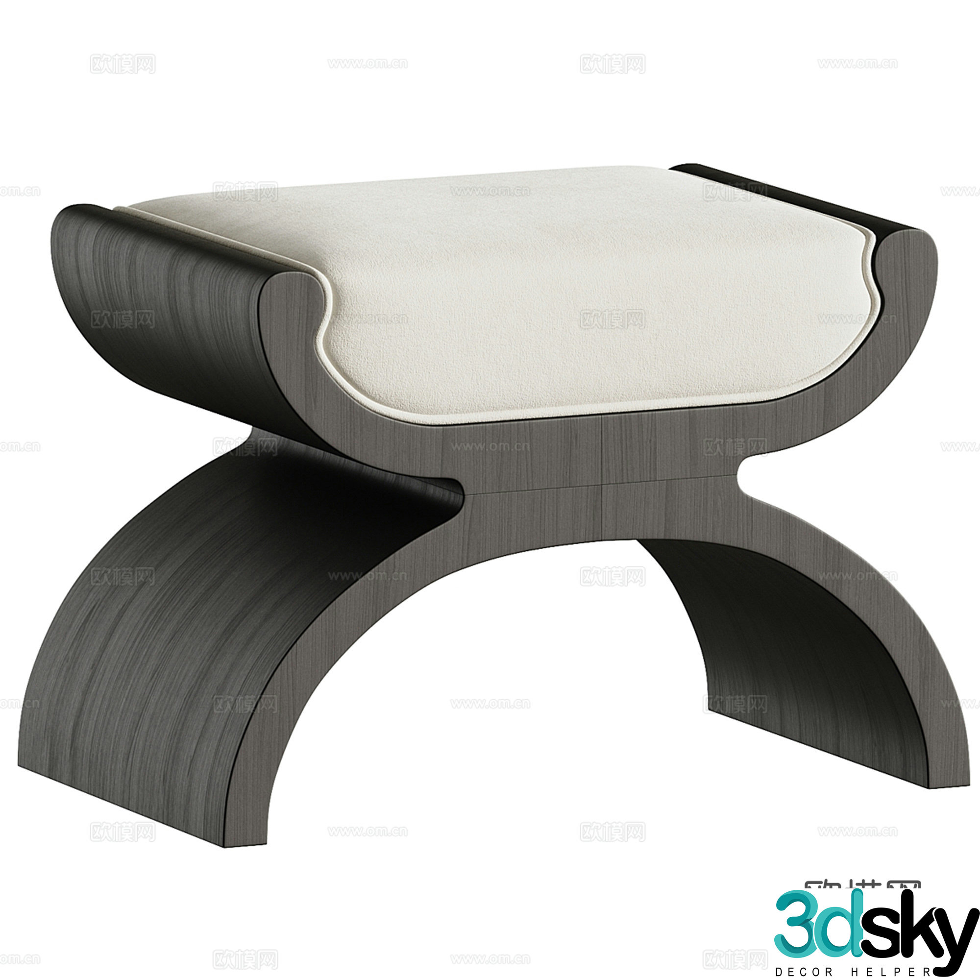 Middle-aged sofa stool low stool dressing stool 3D model