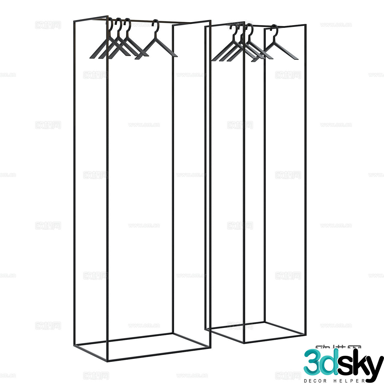 Gruccia Minimalist Clothes Hanger Jacket Rack Minimalist Wardrobe Open Wardrobe Dressing 3D Model