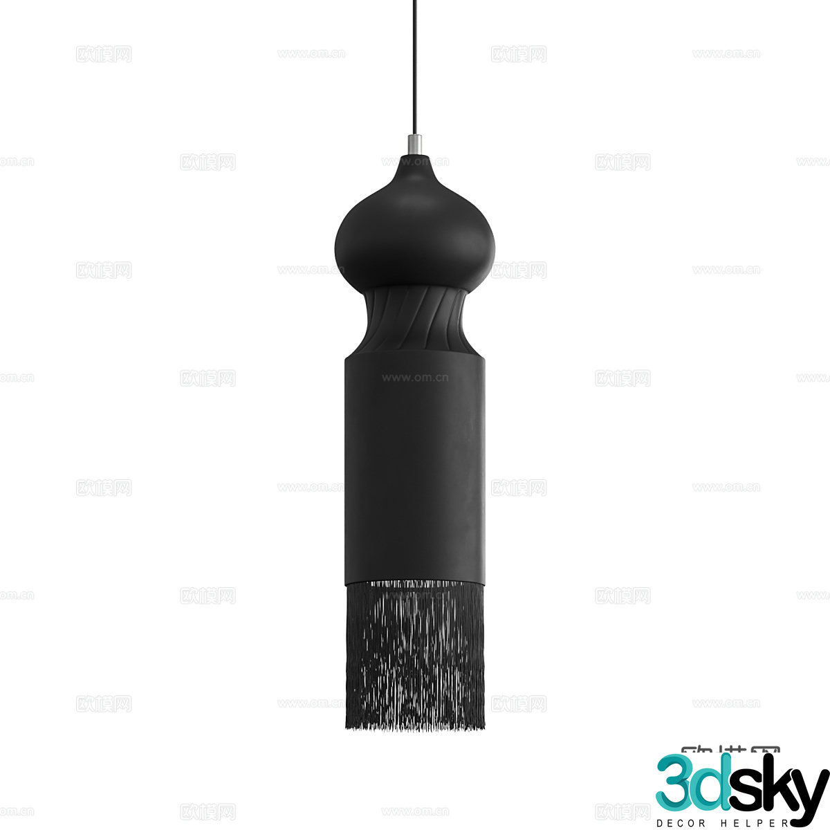 New Chinese style wasaki rattan decorative hanging line light 3D model