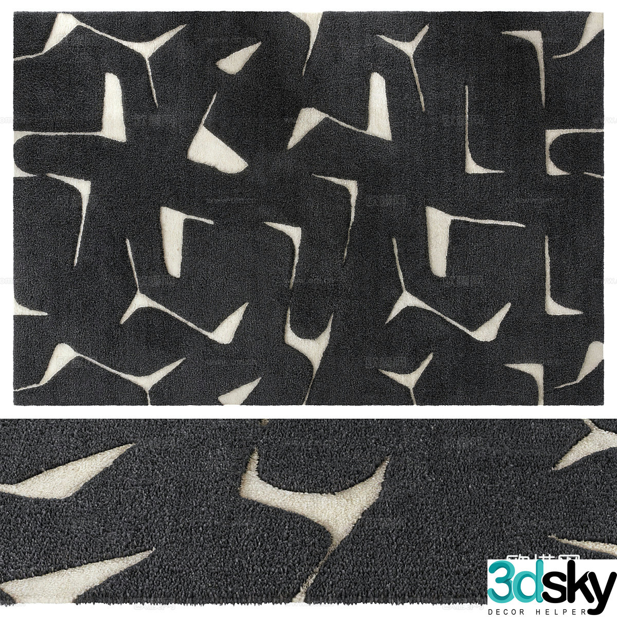 Modern Wasabi Wool Fabric Carpet 3D Model