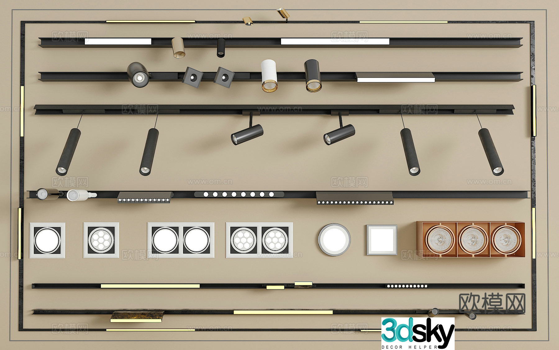 Track spotlight downlight linear lamp embedded downlight magnetic spotlight 3D model