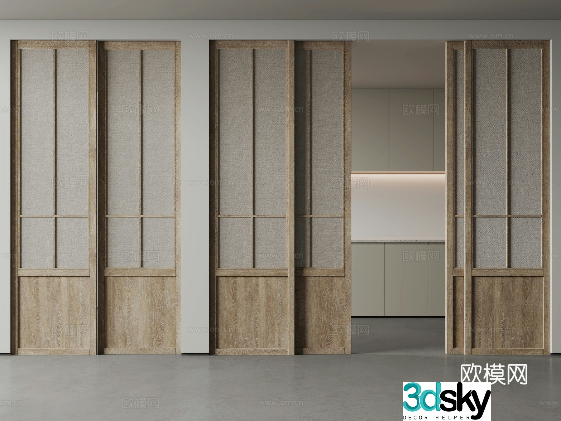 Modern solid wood sliding door sliding door 3d model