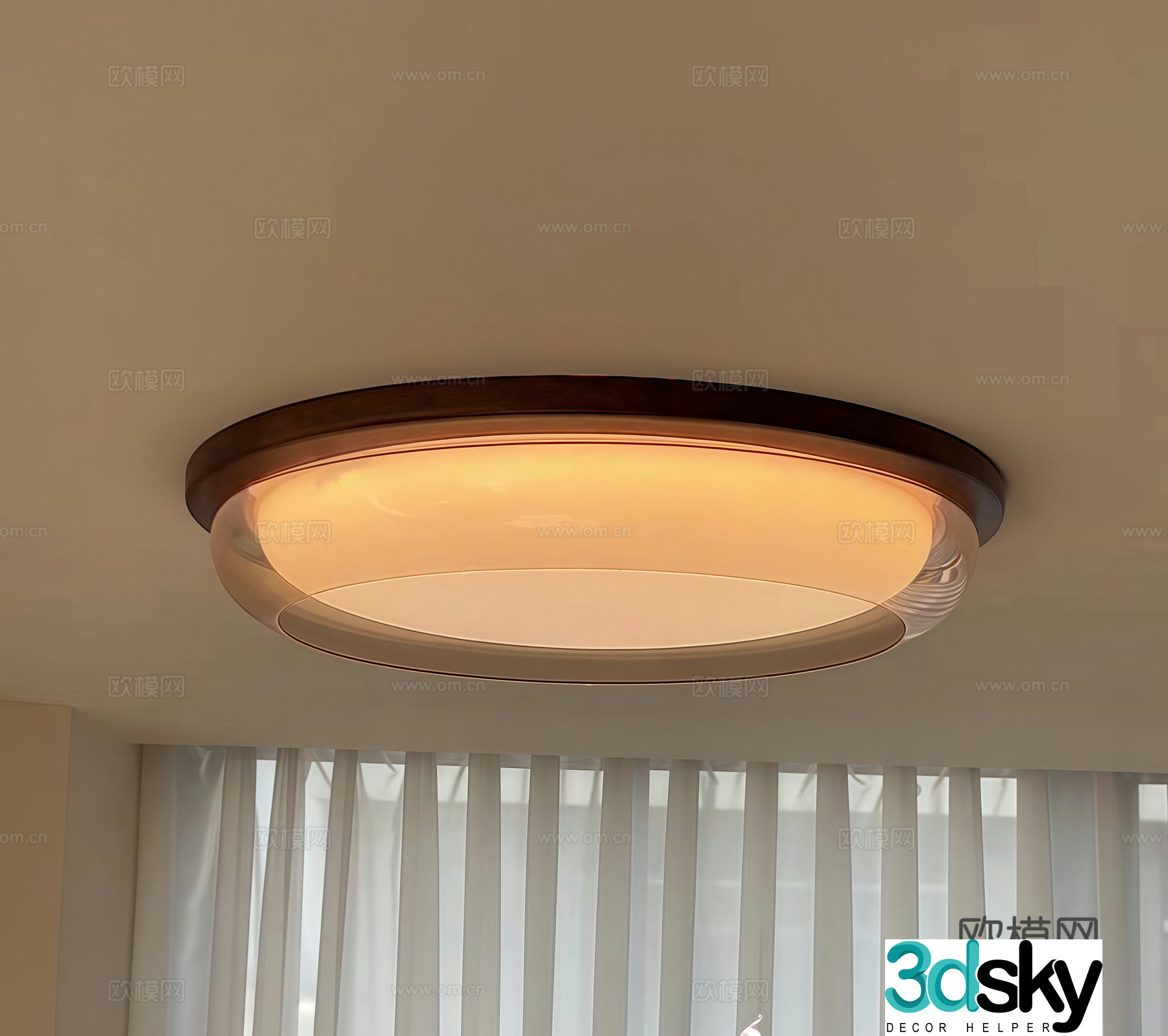 Middle-aged ceiling lamp decorative lamp 3d model