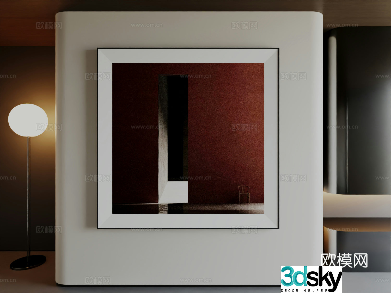 Modern minimalist high-end hanging painting Italian simple abstract art hanging painting 3d model