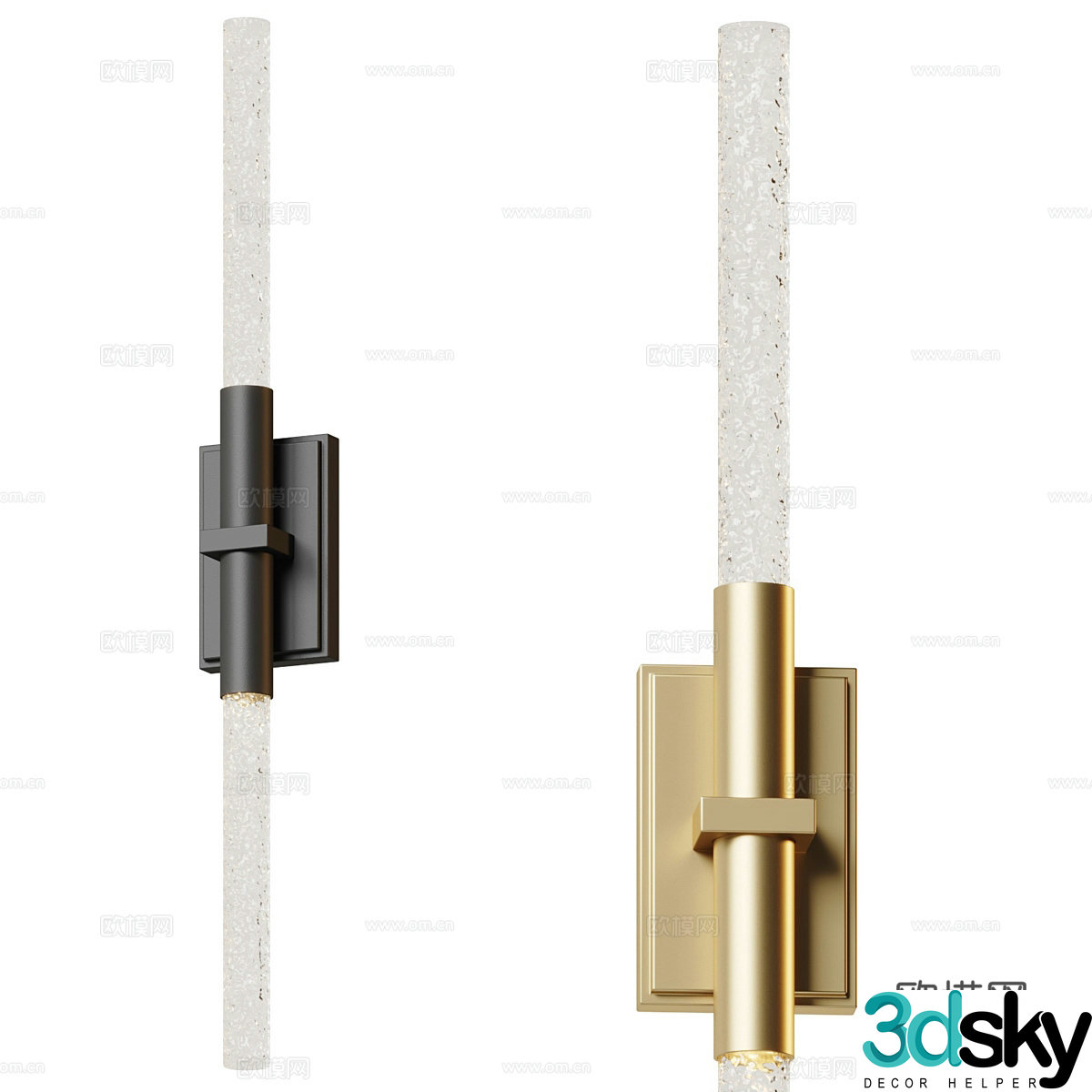 Modern light luxury minimalist long strip glass wall lamp 3D model