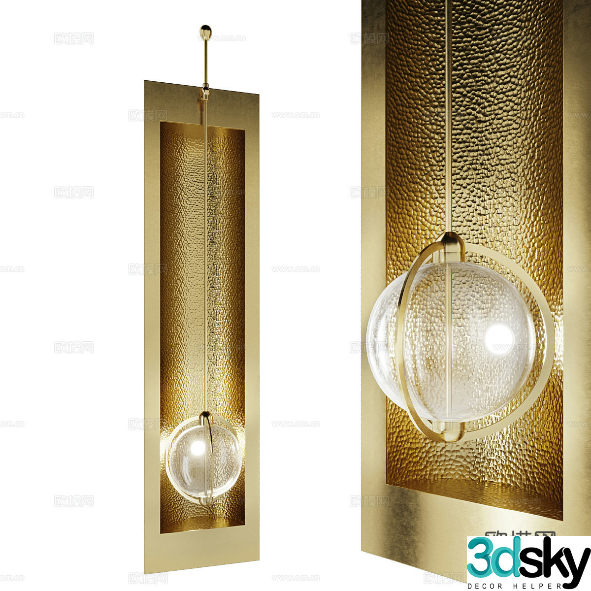 New Chinese style light luxury brass decorative wall lamp 3D model