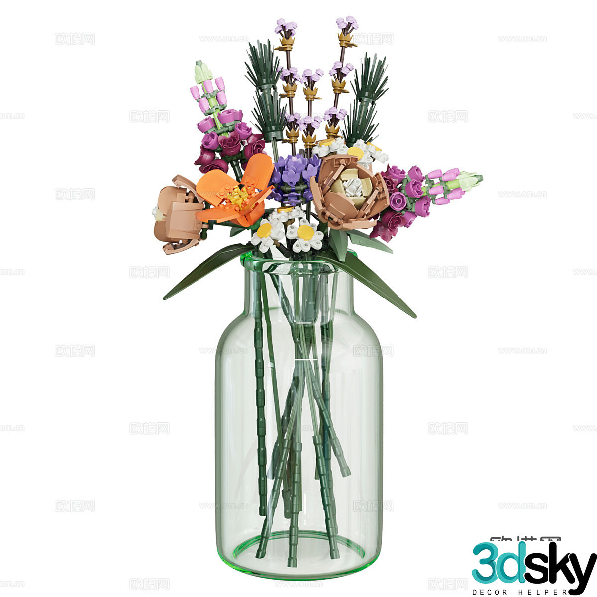 Modern vase flower art 3d model