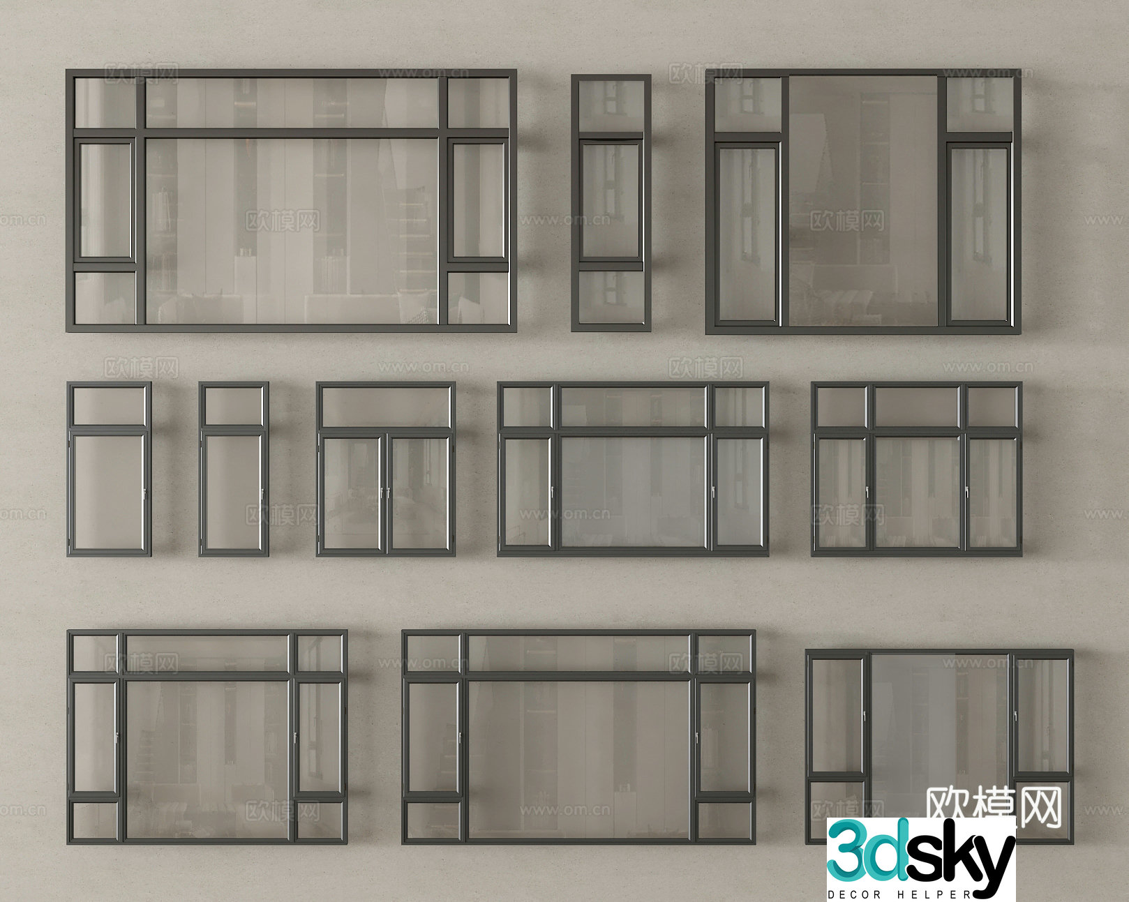 Glass window casement window 3D model