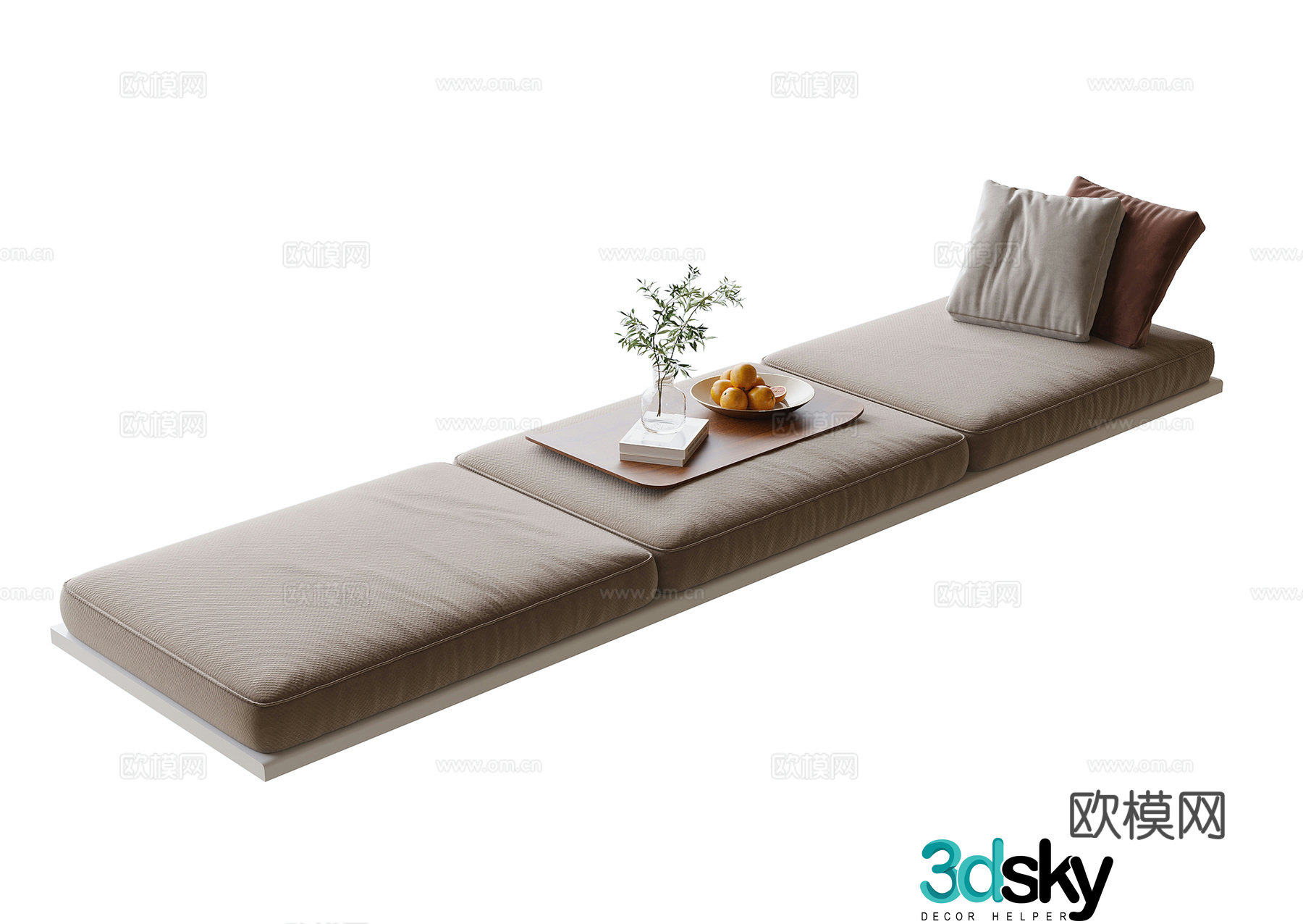 Modern bay window cushion 3d model
