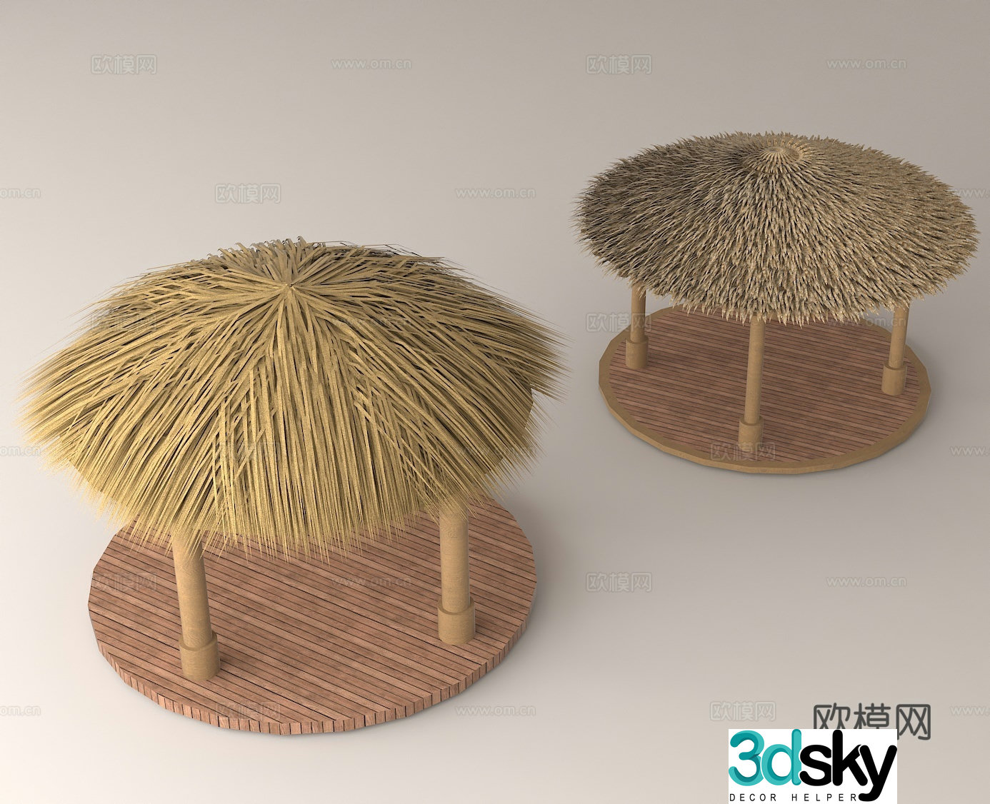 Outdoor leisure facilities Thatched pavilion seaside style tropical style garden landscape 3d model