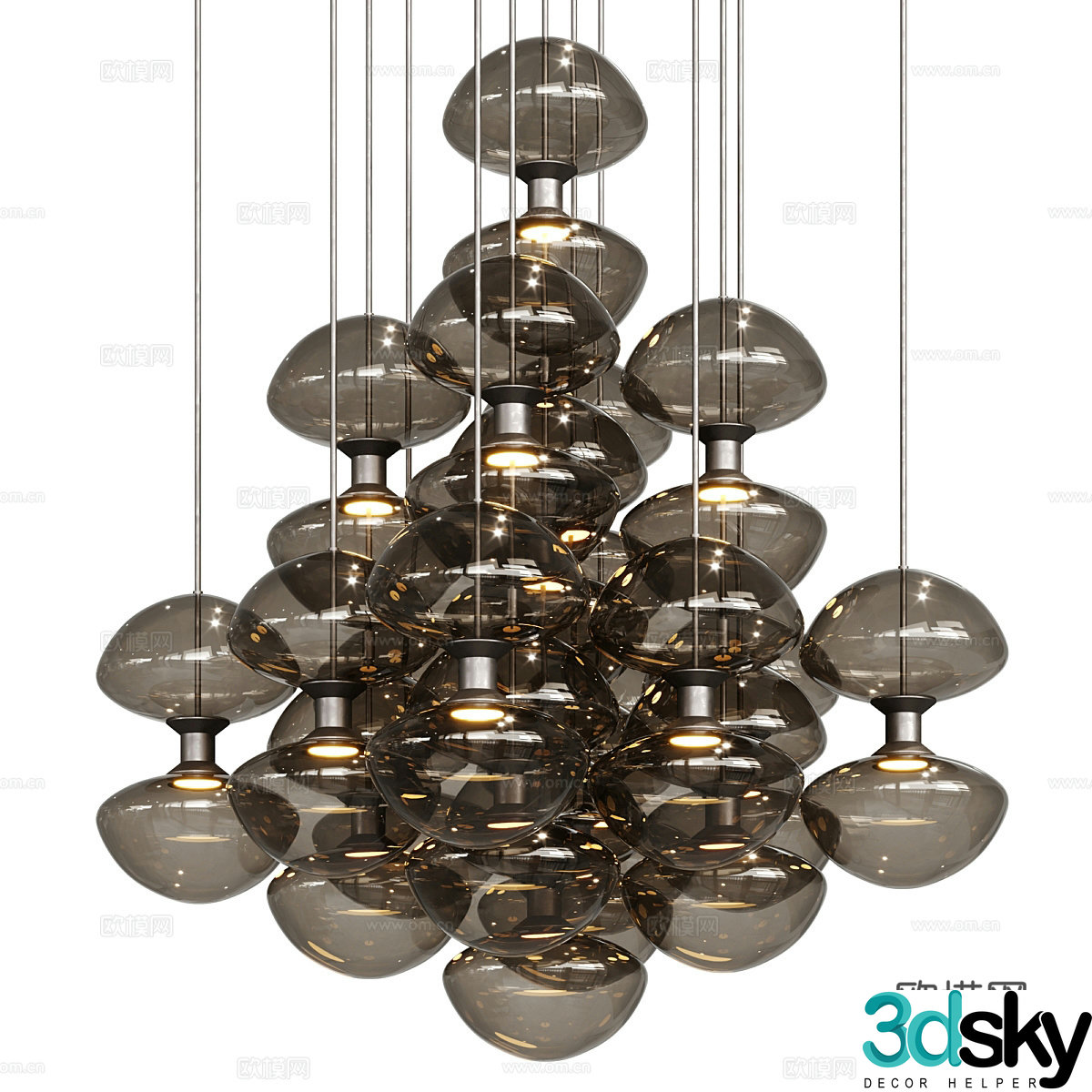 Modern Italian light luxury glass decorative chandelier 3d model