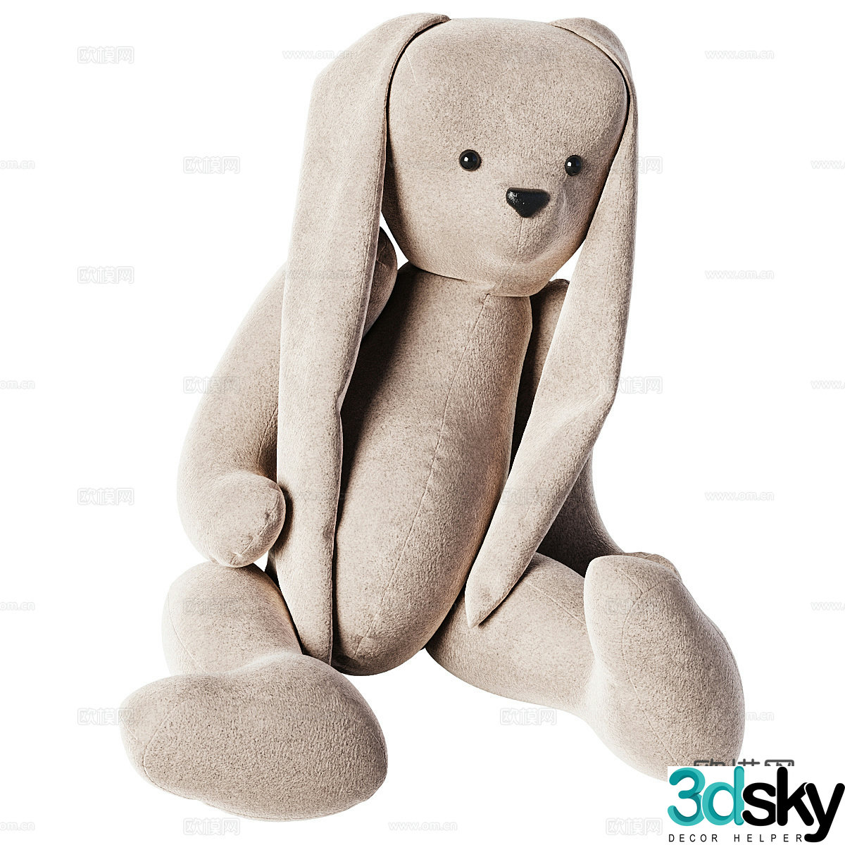 Modern cream style toy plush rabbit 3d model