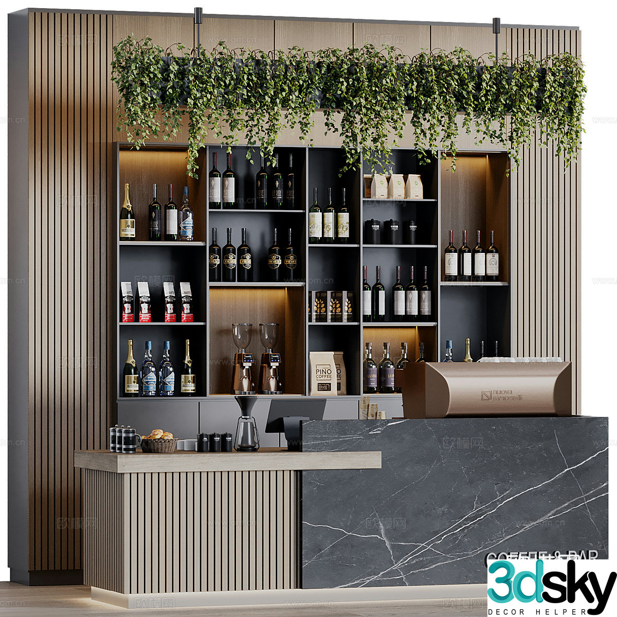 Modern Italian coffee bar bar 3d model