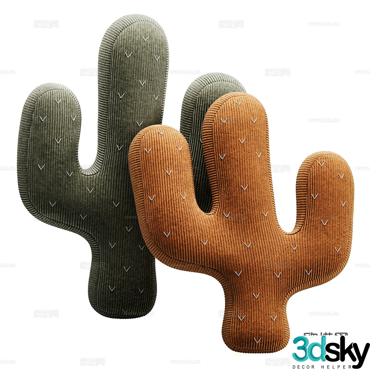 Modern Cream Style Cactus Pillow 3D Model
