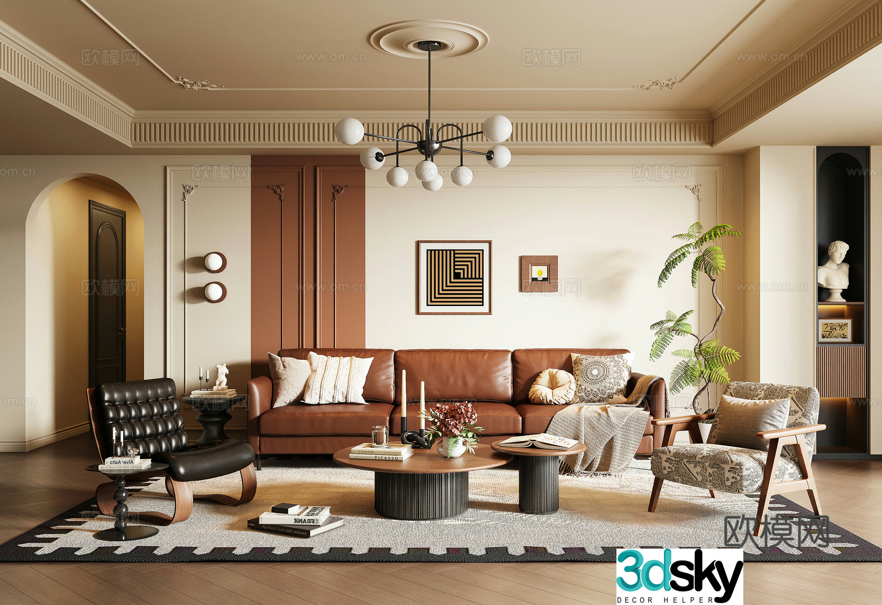 French medieval style living room 3d model