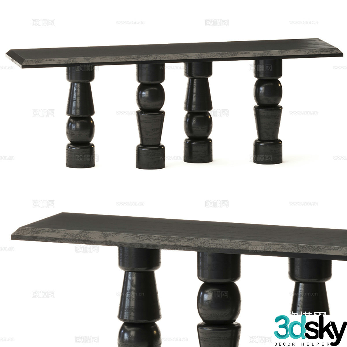Modern Wasabi Dark Wind Solid Wood End Scenery 3D Model