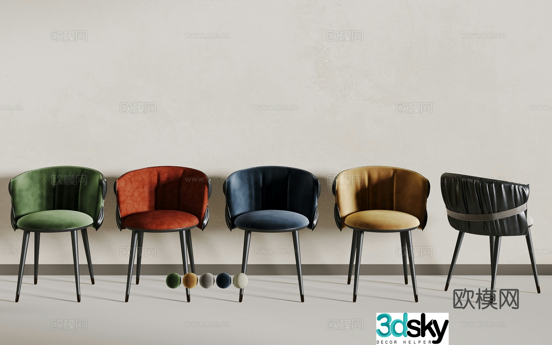 Light luxury dining chair 3D model