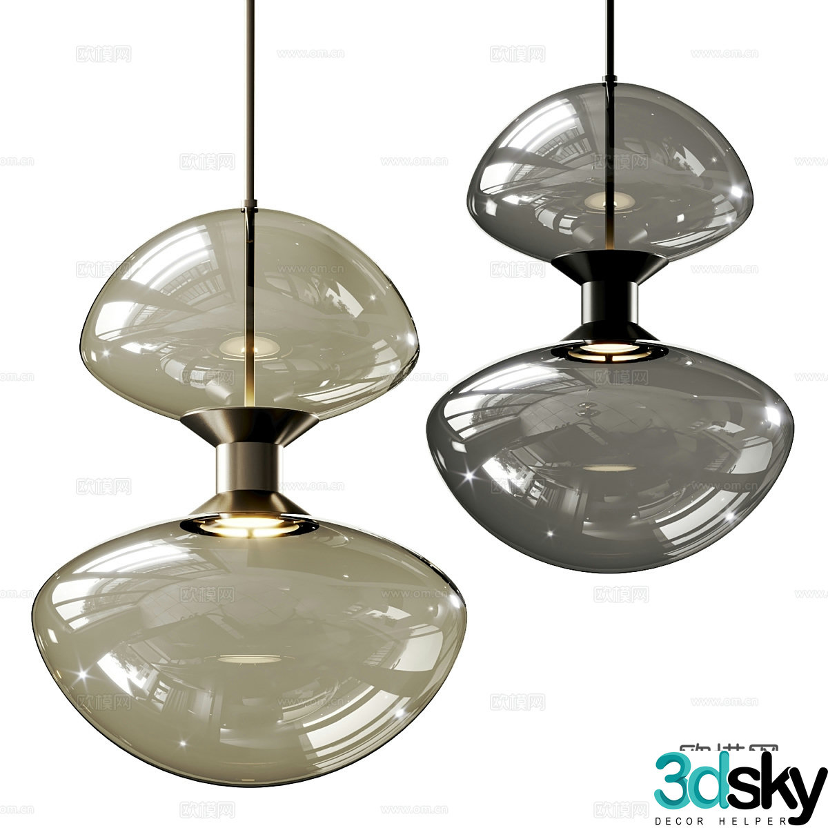 Modern Italian light luxury glass decorative chandelier 3d model