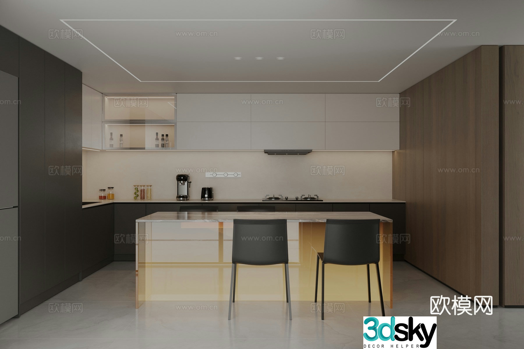 Italian open kitchen 3d model