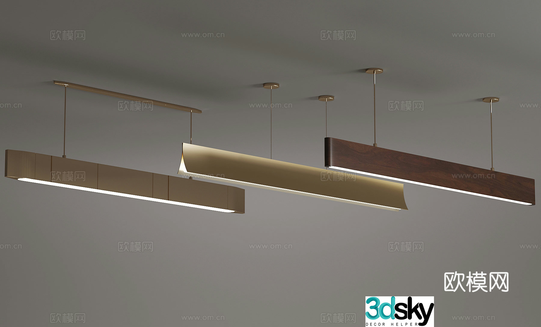Modern medieval style chandelier long lamp 3d model