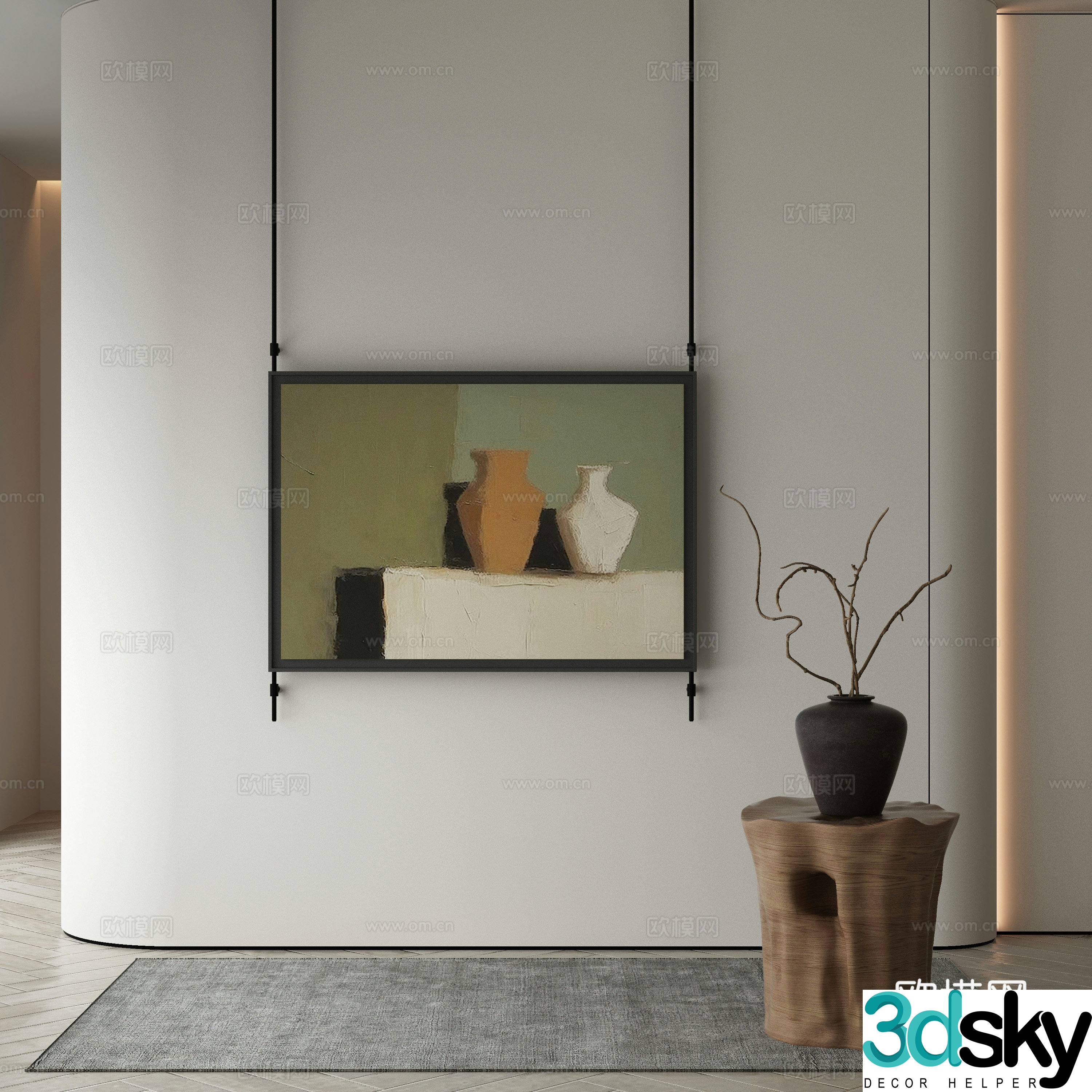 Modern Wasabi Hanging Painting Oil Painting 3D Model