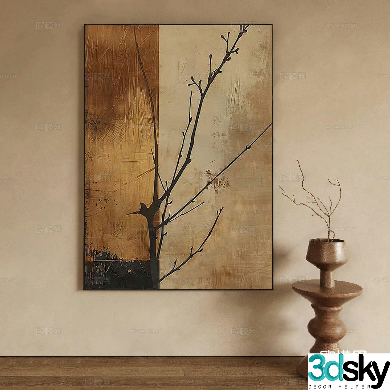 New Chinese style Zen hanging paintings_live room hanging paintings_retro hanging paintings_livesajyashi hanging paintings_live study hanging paintings_bedroom 3D model