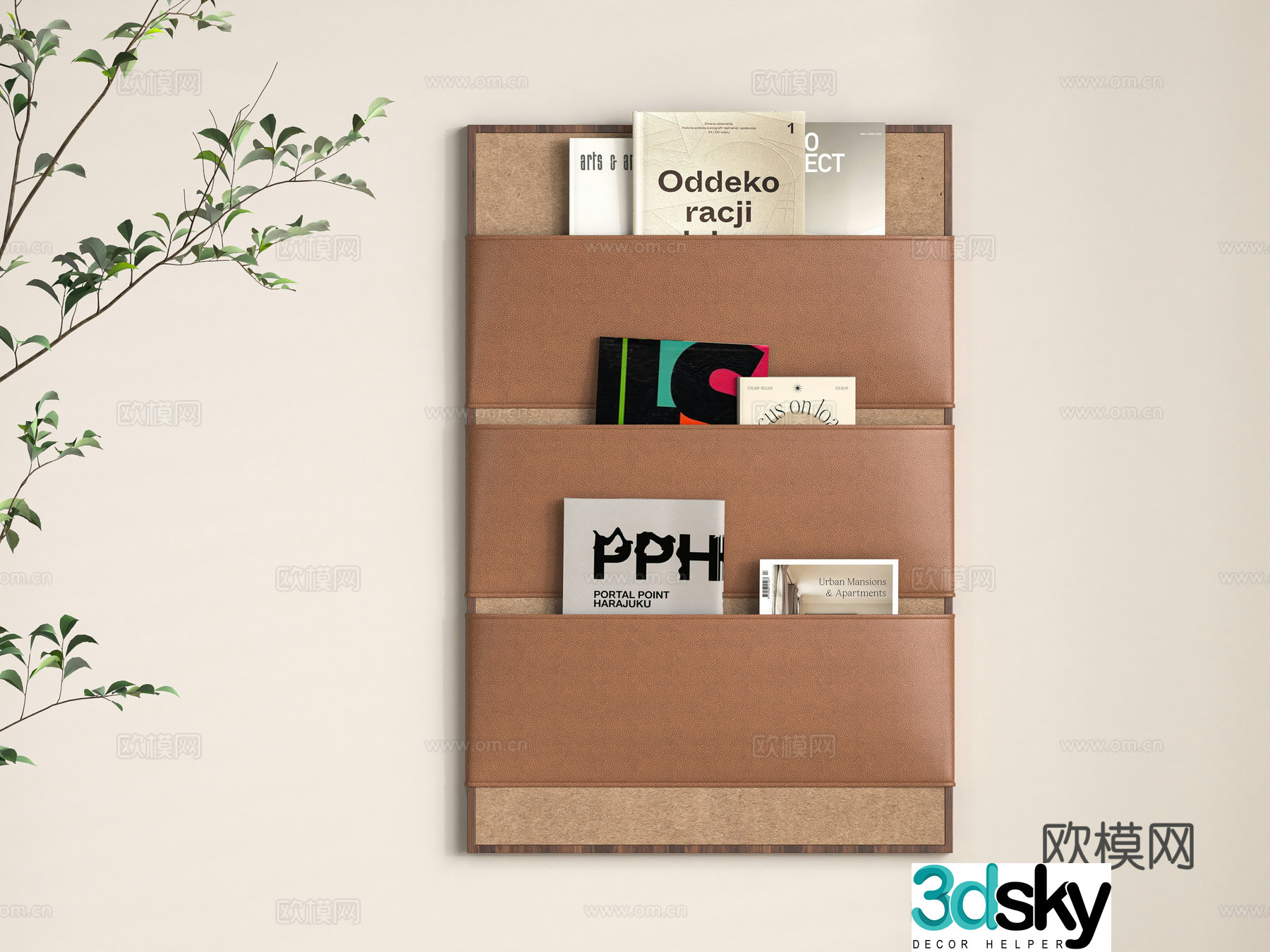 Modern wall hanging magazine storage bag 3d model