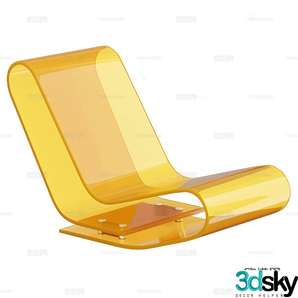 Modern Italian minimalist acrylic recliner 3d model