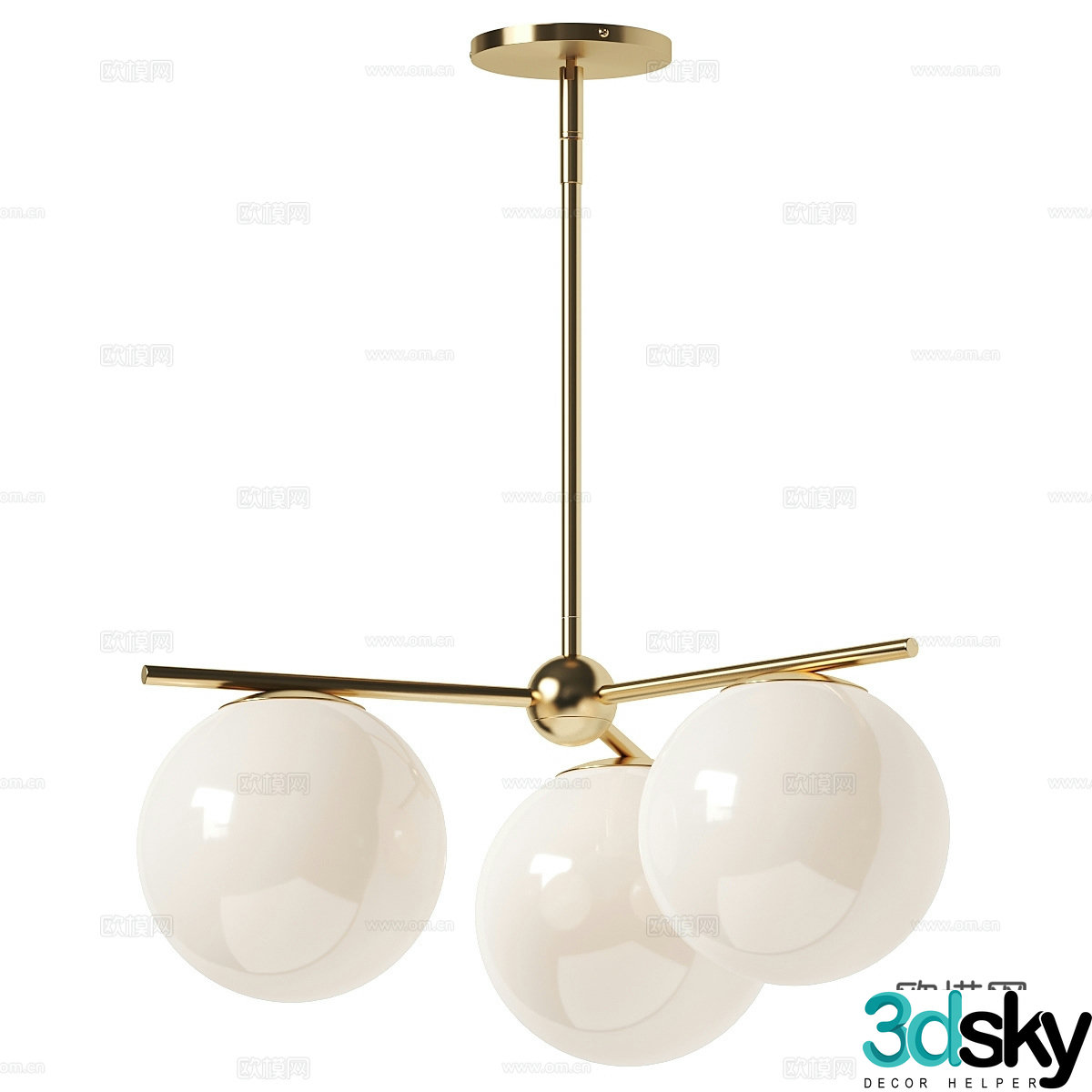 Modern light luxury spherical glass chandelier 3d model