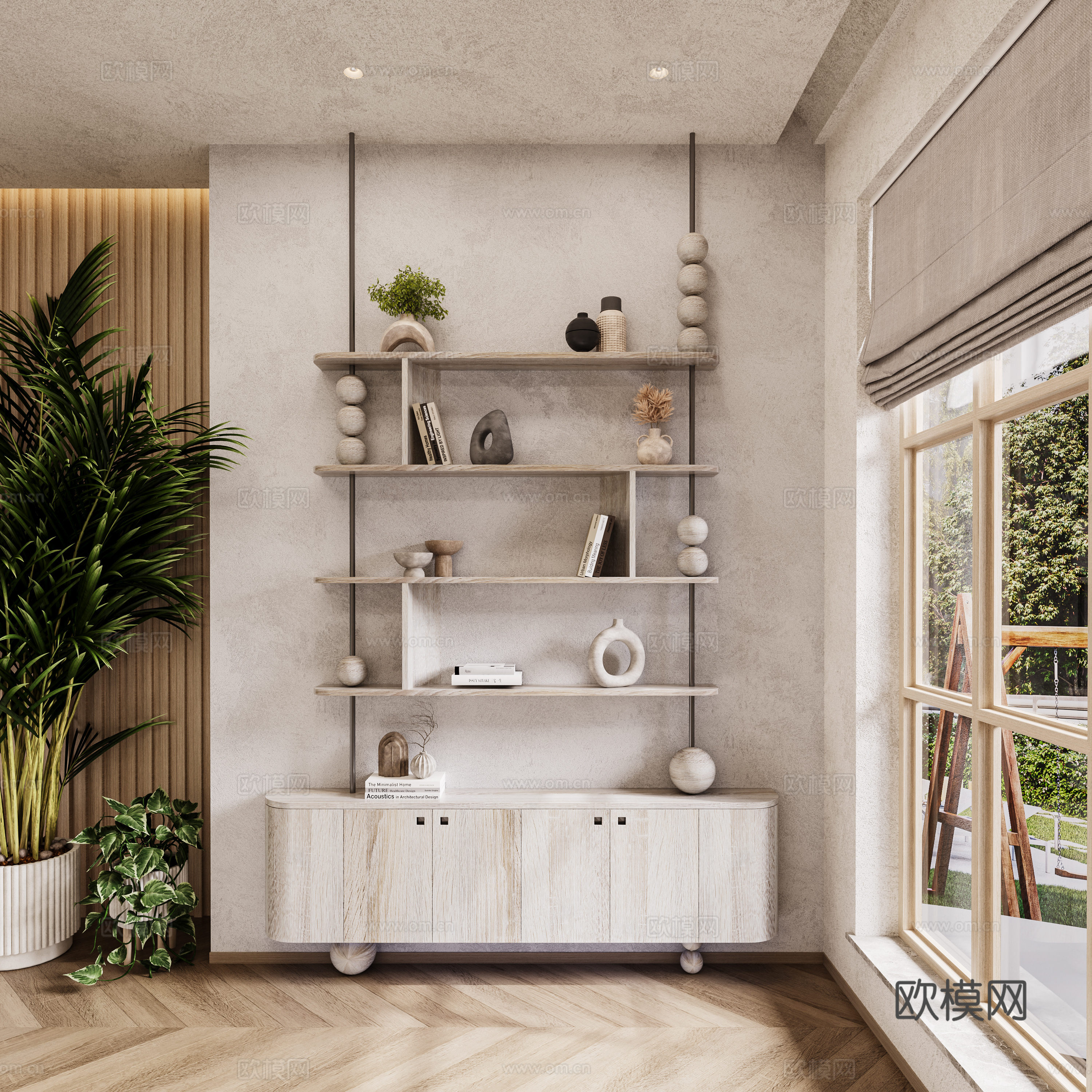 Bookshelf Display shelf Bookcase Decorative cabinet Decorative ornaments 3D model