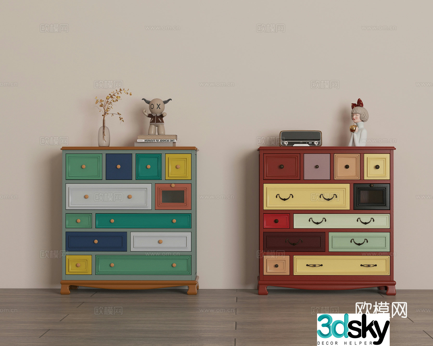Modern retro chest of drawers 3d model
