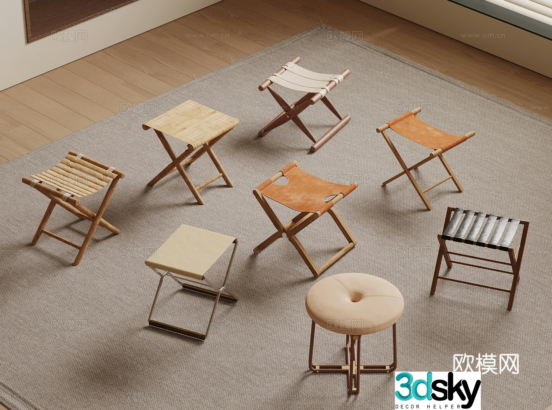 Other stools medieval stools benches chairs 3d model
