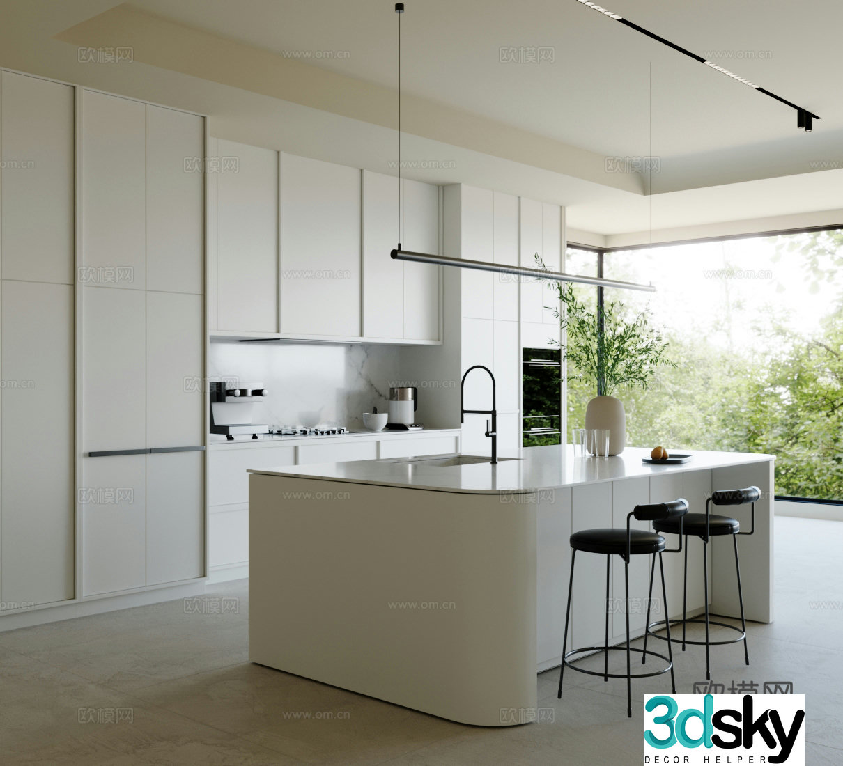 Modern open kitchen island kitchen kitchen dining room oven sideboard kitchen middle island 3d model