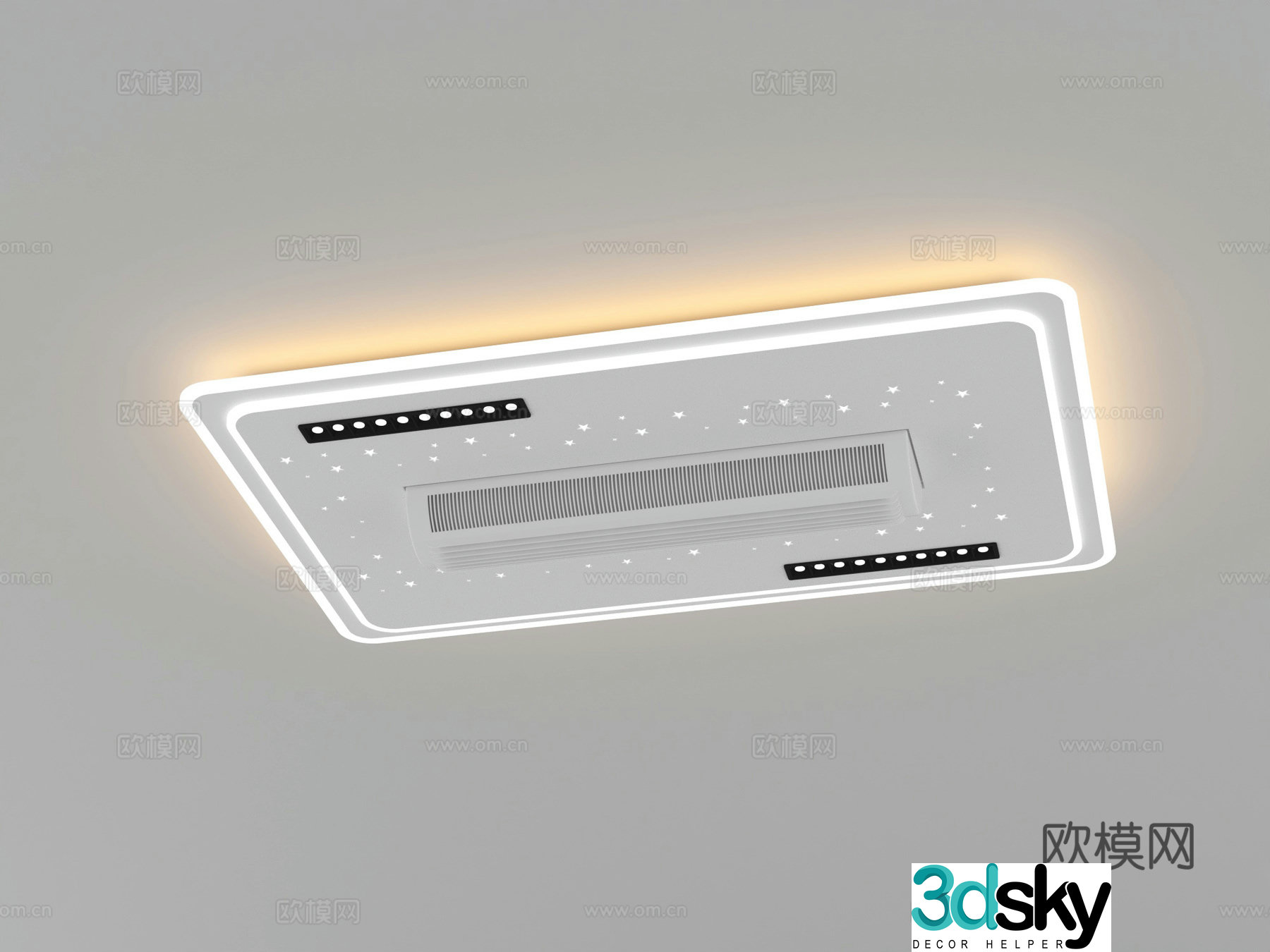 Modern simple living room and bedroom fan ceiling light Starry sky spotlight fan light Internet celebrity hot roller fan 3D model