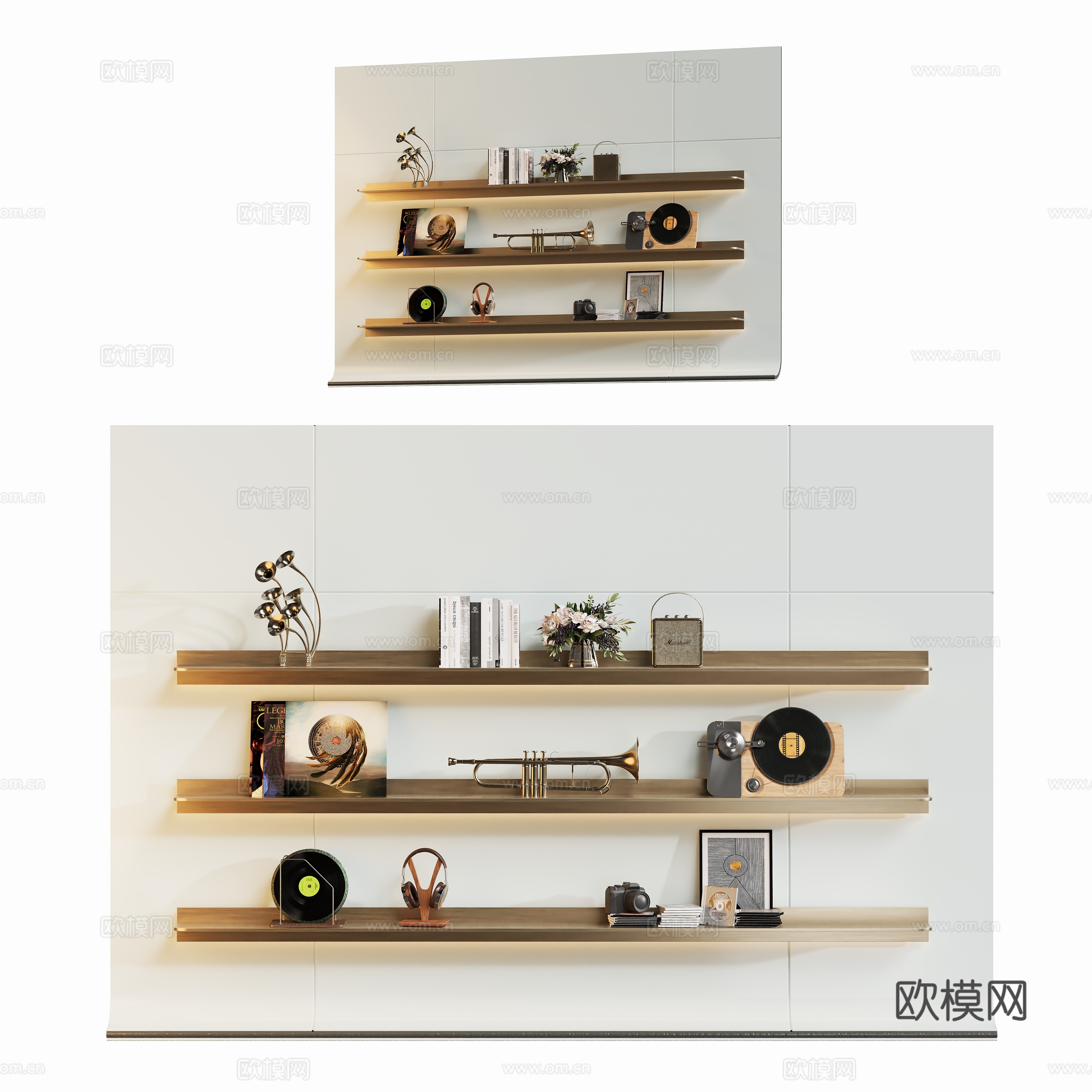 Modern light luxury partition bookshelf holder 3d model