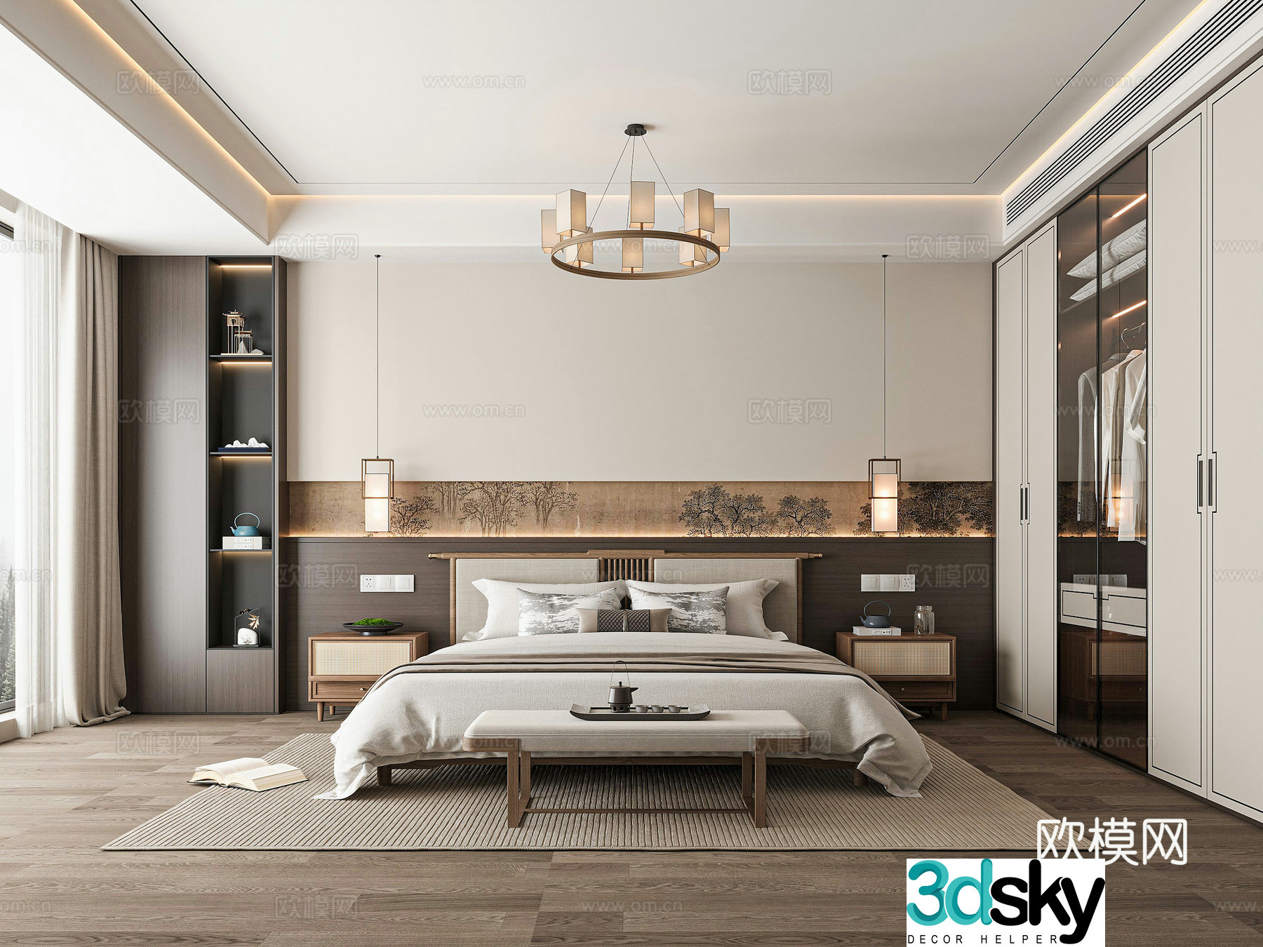 New Chinese bedroom 3D model