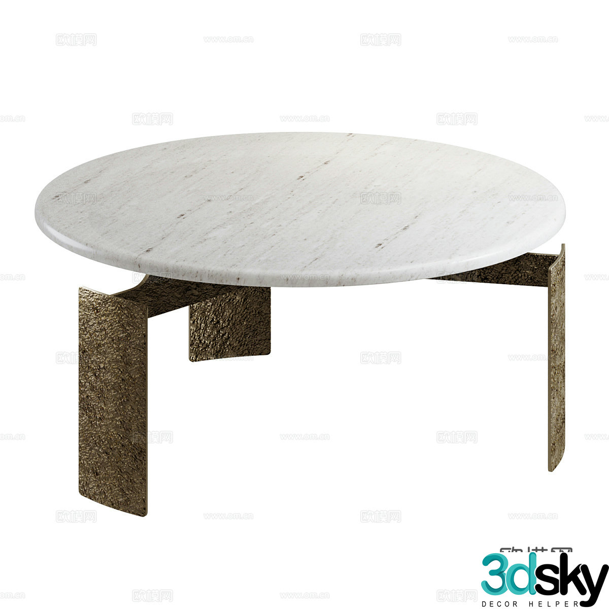 Modern light luxury marble round coffee table 3D model