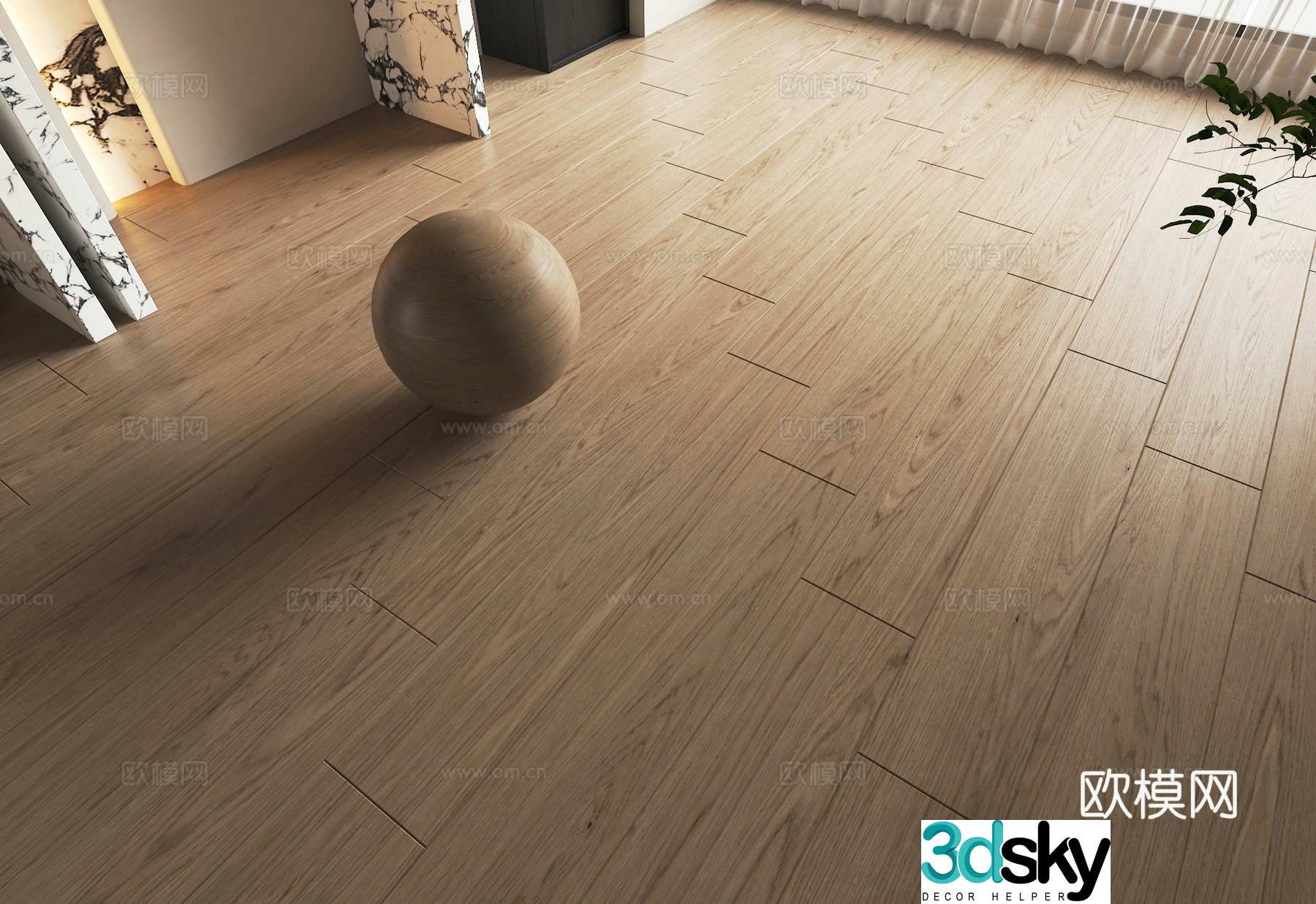 Modern log floor I-shaped wooden floor Oak floor Maroon wood floor Wood floor 3d model
