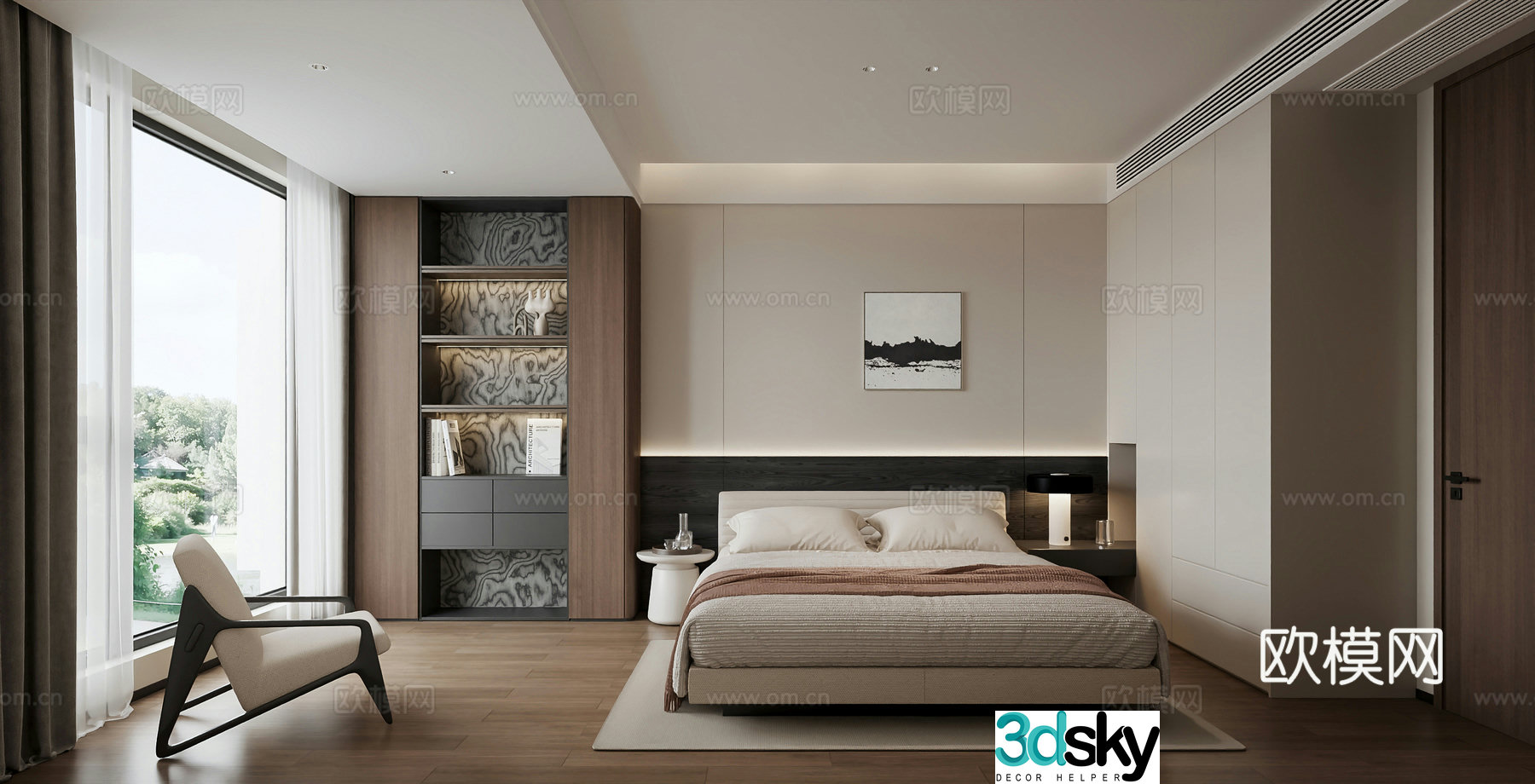 Italian minimalist bedroom-2014 bedroom bed single chair 3d model
