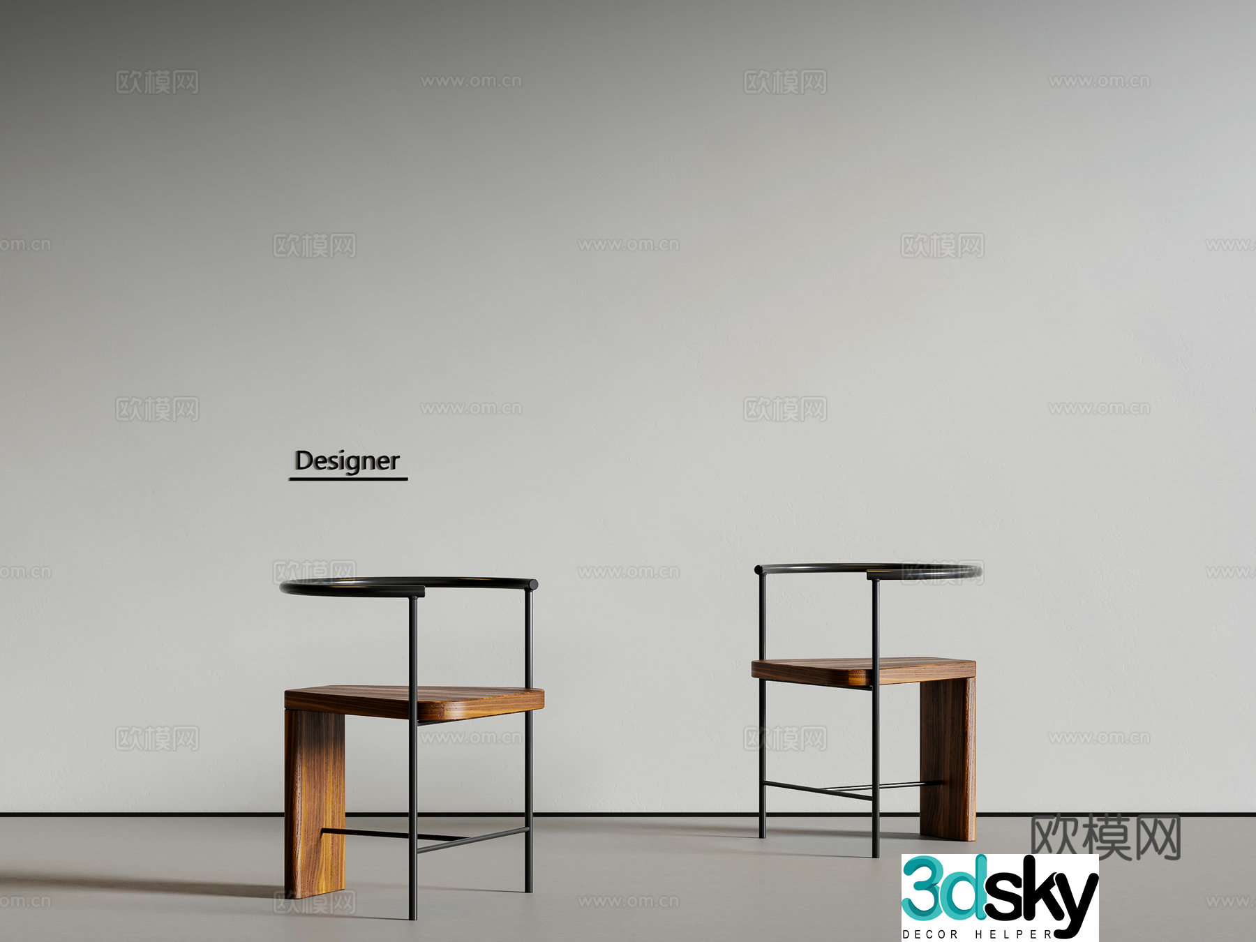Medium style dining chair single chair 3d model