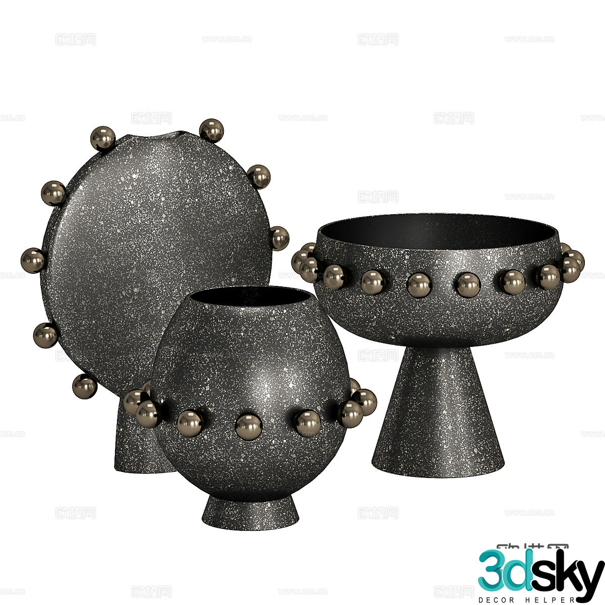 New Chinese style Wasabi pottery jar vase bronze vase 3D model
